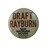 Button with 'Draft Rayburn' text on a beige background